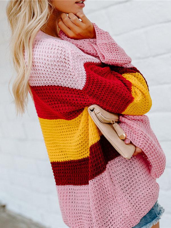 Striped Flared Sleeves Sweater Tops