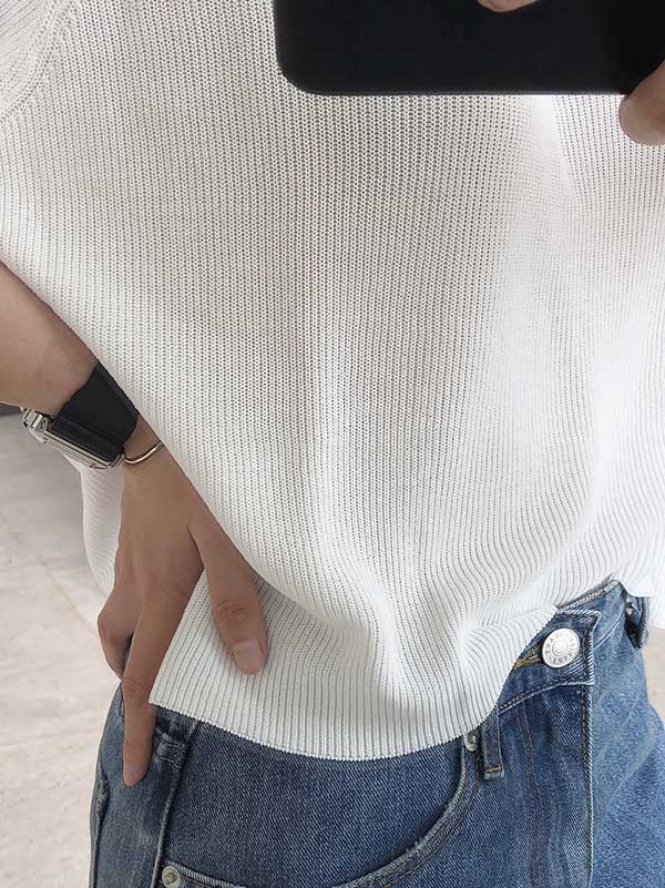 Original Round-Neck Knitted T-Shirt Tops