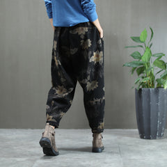 Vintage Floral Printed Denim Harem Pants