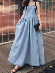 Loose Wide-Leg Jean Long Slip Dress