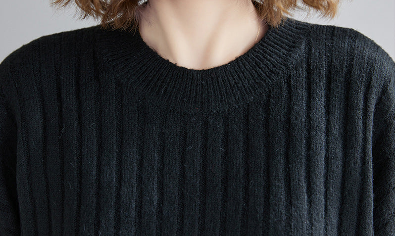 Color-Block  Round-Neck Knitting Sweater