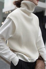 Casual Turtleneck Solid Color Waistcoat