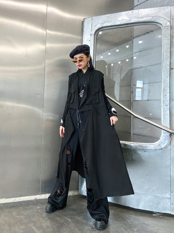 Loose Sleeveless Long Vest Outwear