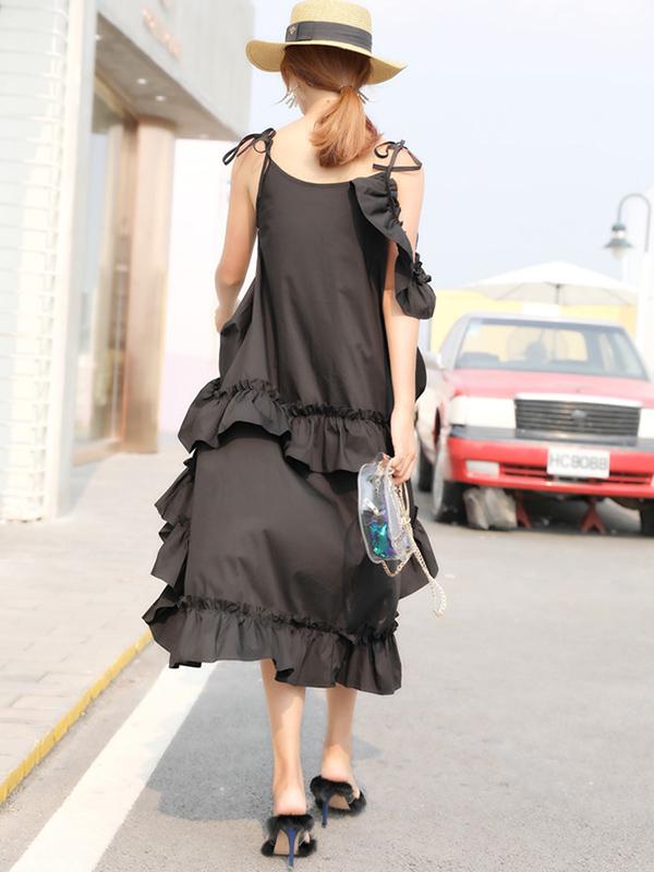 Irregular Falbala Slip Dress