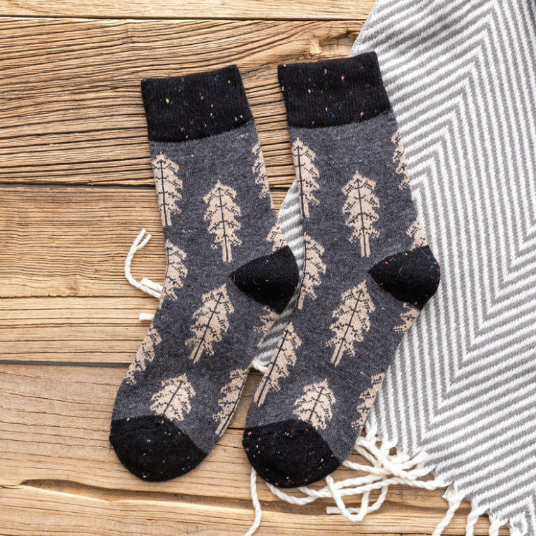 Women Thickened Contrast Printing Socks