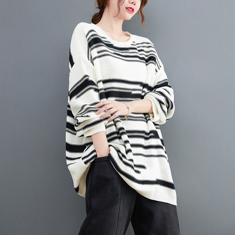 Loose Striped Knitted Pullover Sweater