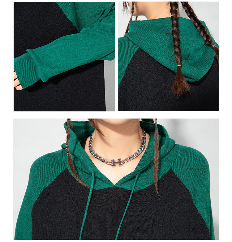 Urban Loose Color-Block Knitted Midi Dress