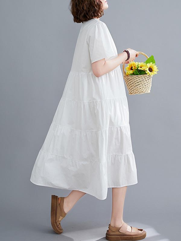 Original Solid Round-Neck Dress