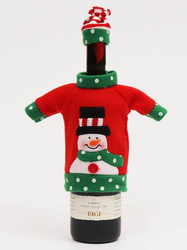 Christmas Creative Snowman Elk Red Wine Bottle Set