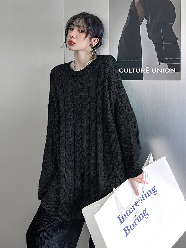 Simple Loose Solid Color Knitted Sweater