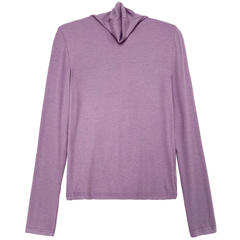 Casual High Collar Solid Color Top