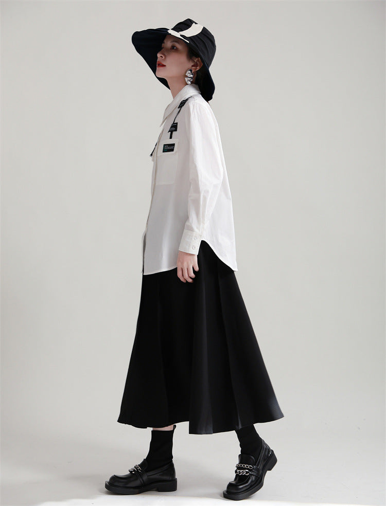 Original Design Lace-Up Splicing Shirt