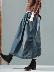 Split-joint Denim Skirt Bottom