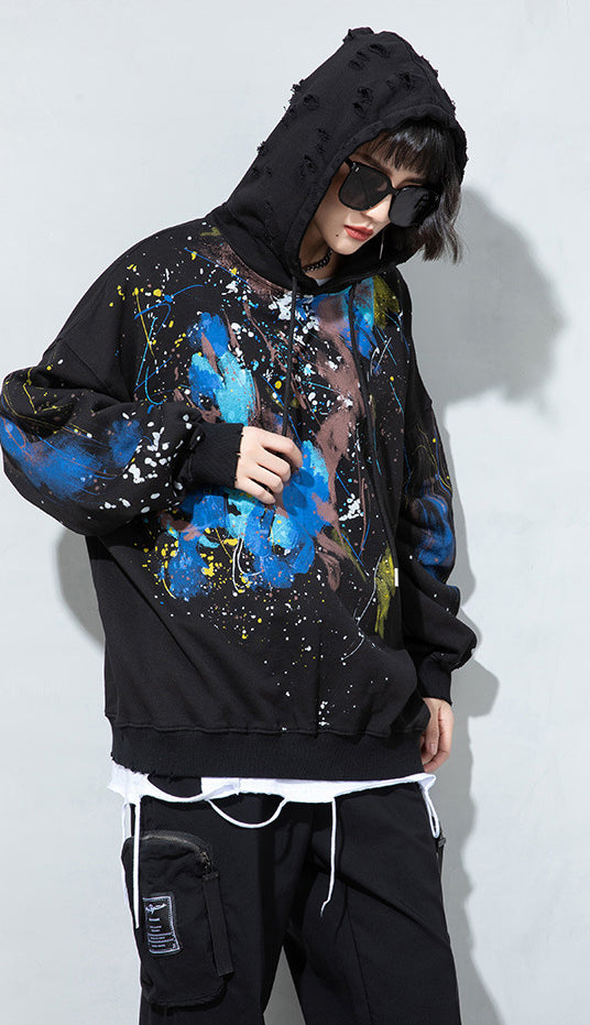 Women's Hooded Printed Fleece Sweatshirt