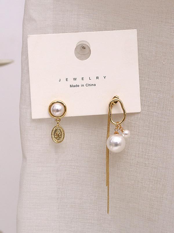 Fashion Asymmetric Alloy Tasseled Earrings