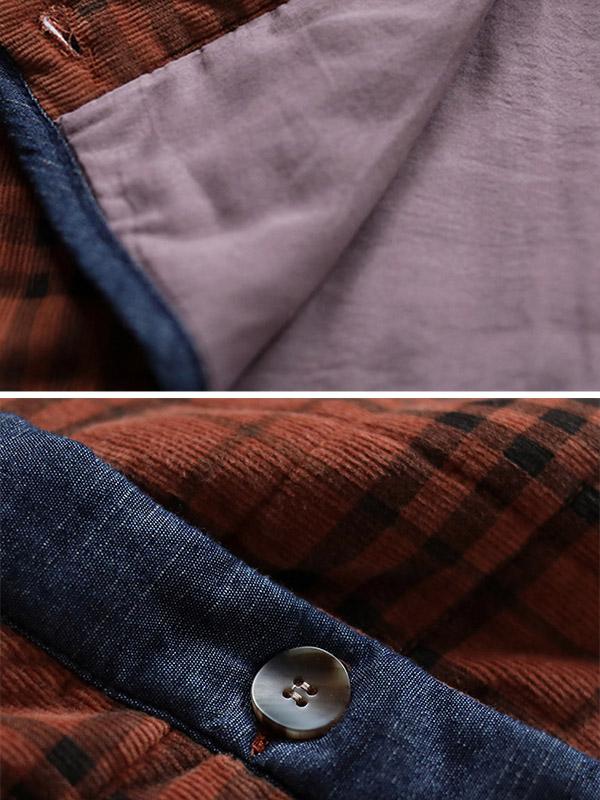 Plaid Loose Casual Quilted Coat