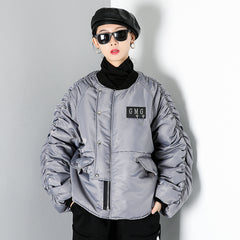 Loose Solid Color Zipper Cotton Outwear