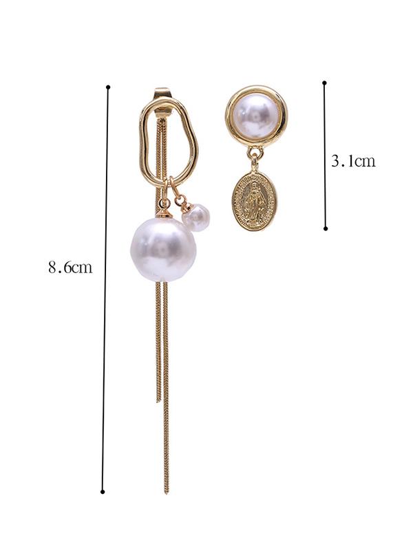 Fashion Asymmetric Alloy Tasseled Earrings