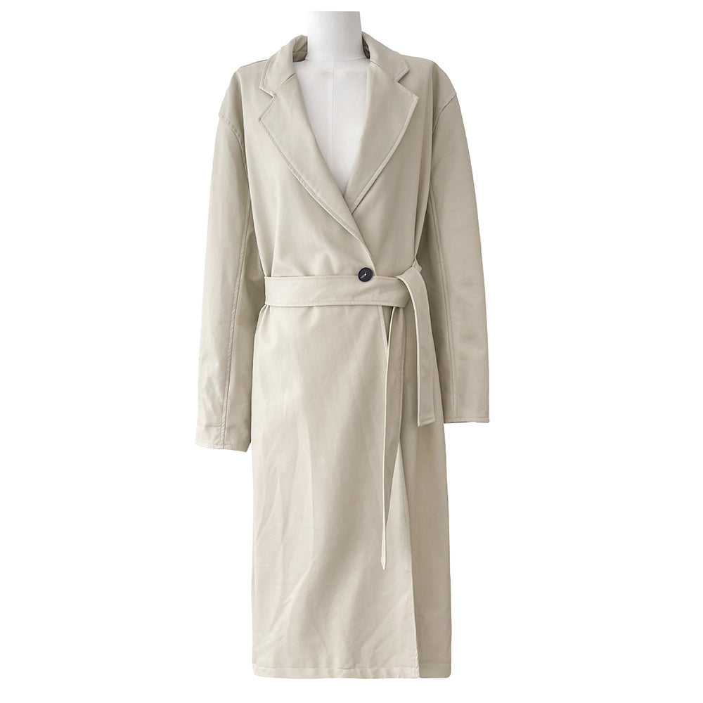 Ladies Solid Color Casual Long  Coat