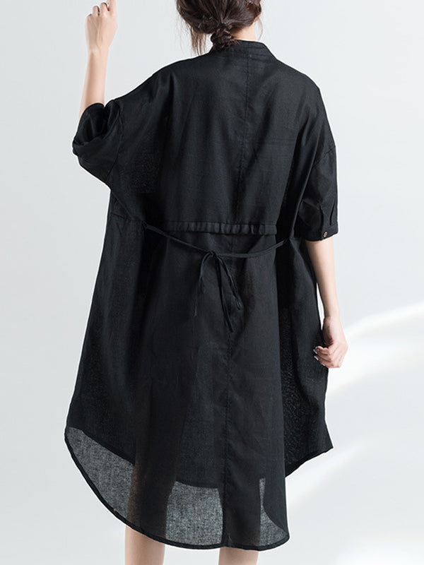 Women Loose Big Pocket Short Sleeve Dress