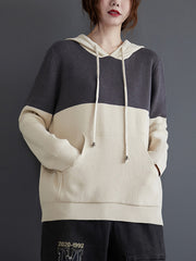 Hooded Color-Block Loose Sweater