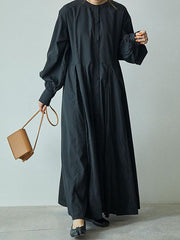 Loose Spliced Pleated Maxi Dress