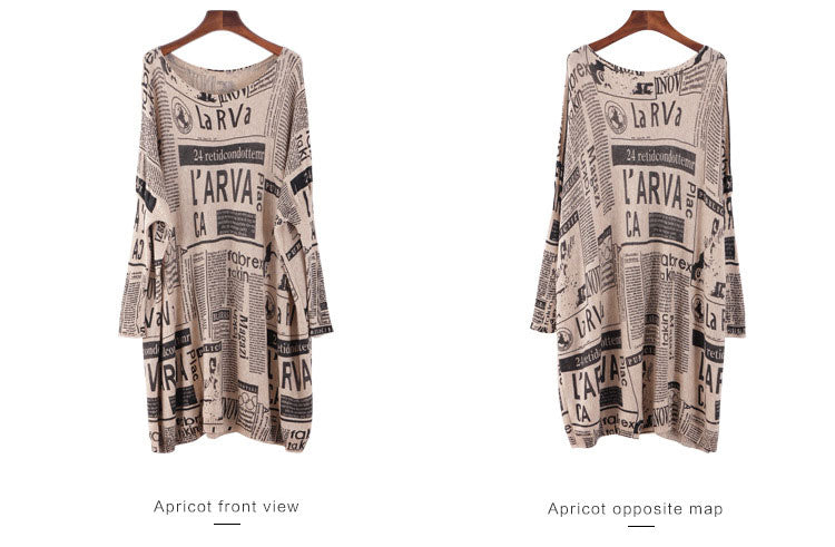 Loose Newspaper Printed Knitted Sweater