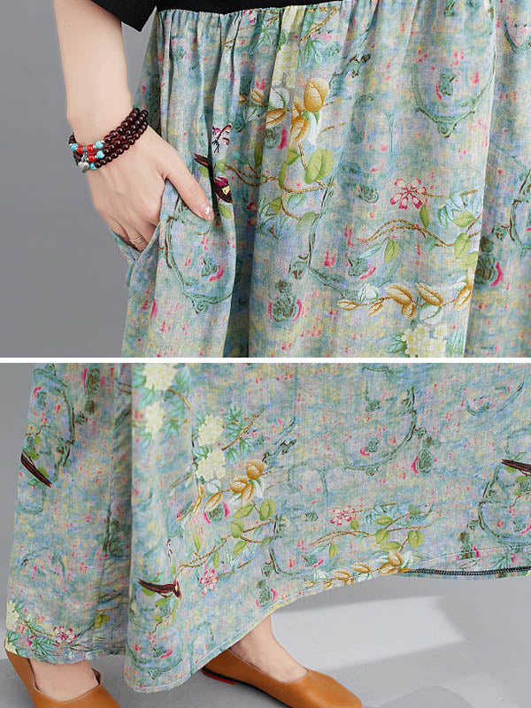 Original Floral Round-Neck Dress