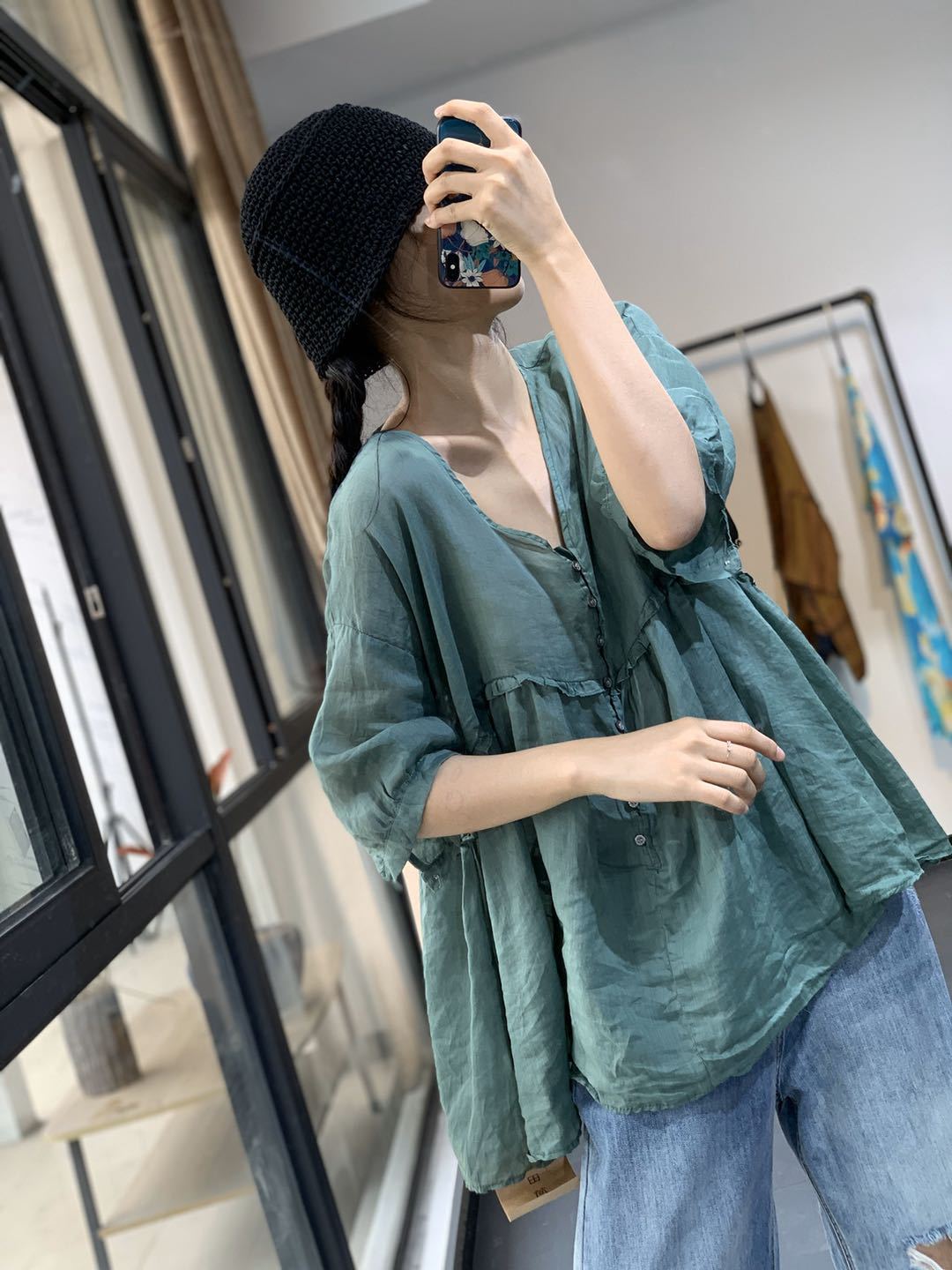 Lace-Up Pure Color Irregular Casual T-Shirt