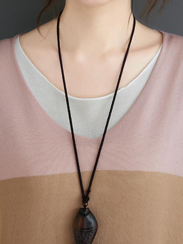 Loose False-Two Light Knitting Striped T-Shirts