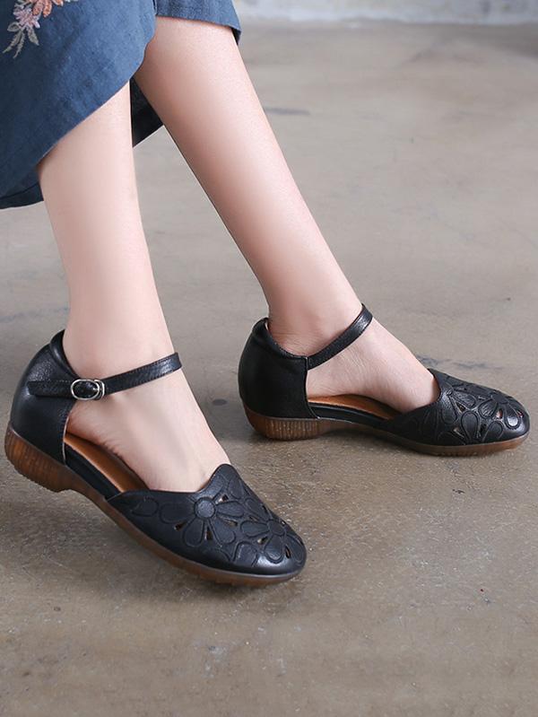 Original Solid Hollow Applique Sandals