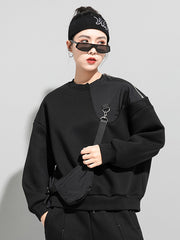 Casual Roomy Asymmetric Split-Joint Round-Neck Sweatshirt
