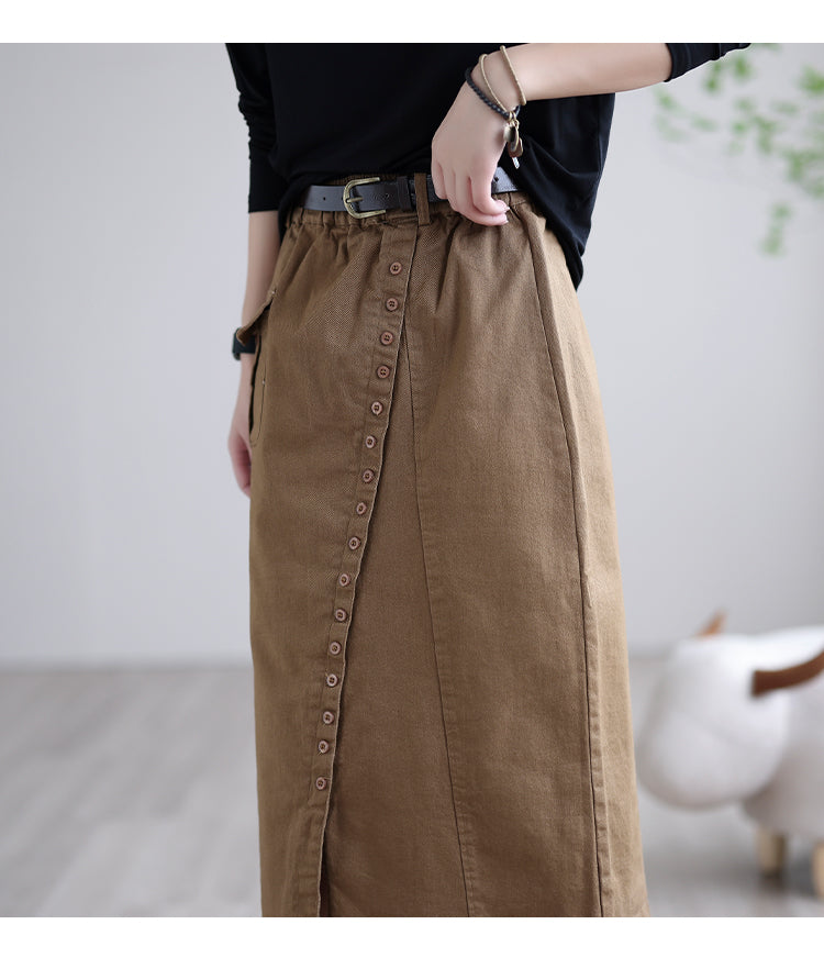 Solid Color Split Loose A-Line Skirt