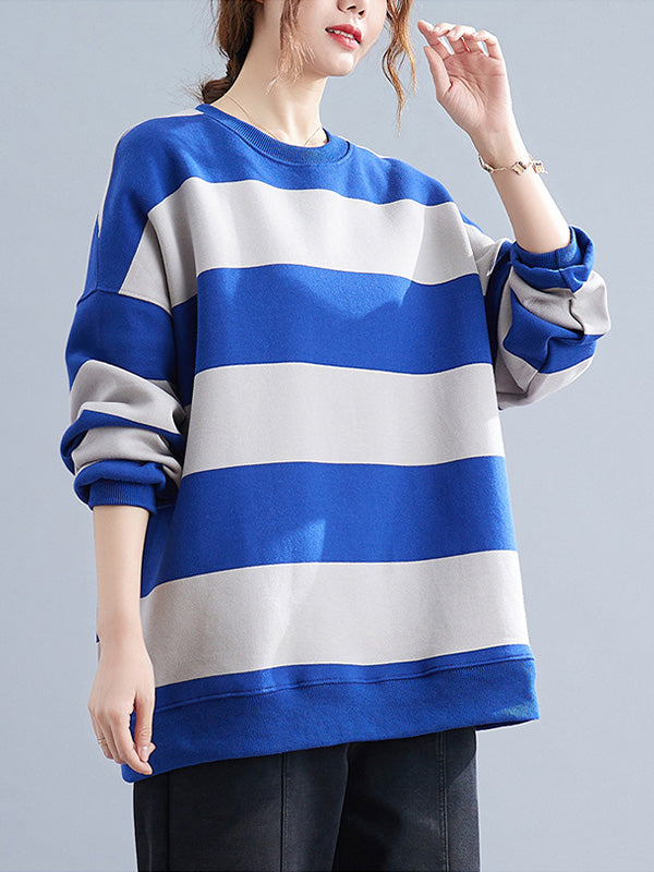 Loose Striped Thicken Sweatshirt