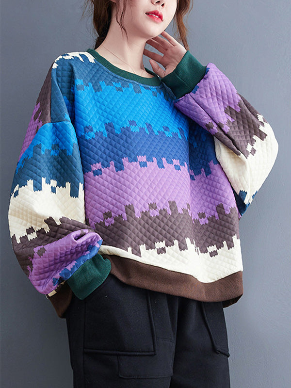 Loose Color-Block Splicing Sweatshit