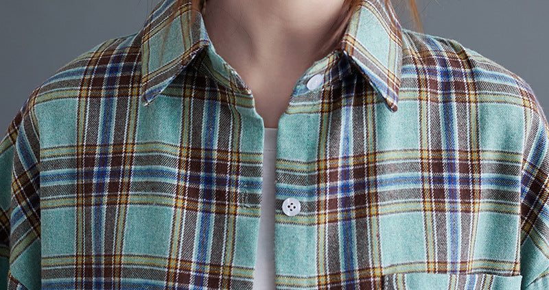 Casual Plaid Lapel Long Sleeves Shirt