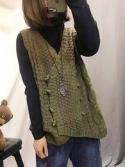 Vintage V-Neck Cropped Wool Vest