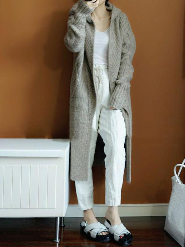 Casual Twist Wool Knitting Sweater Coat