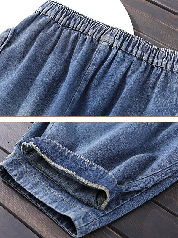 Loose Vintage Splicing Jean Wide-Leg Pants