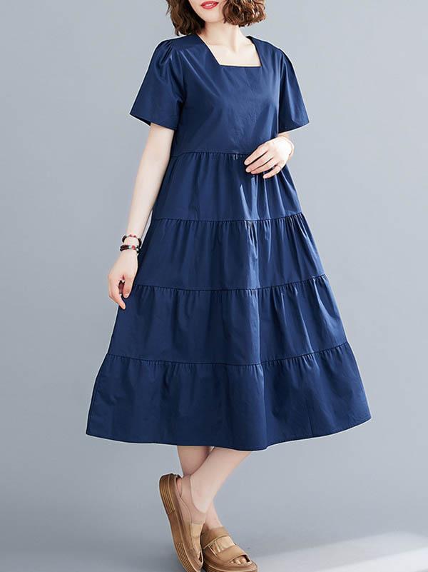 Original Solid Round-Neck Dress