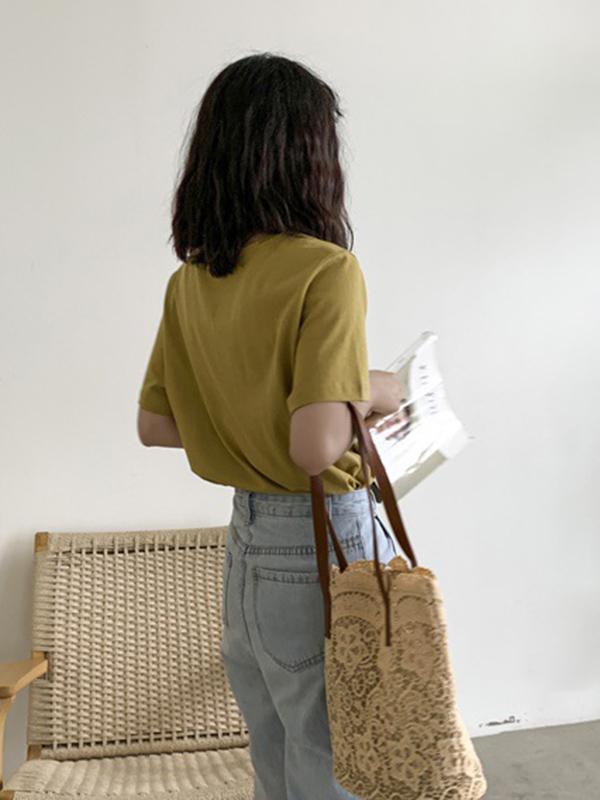 Solid Color Laced Bucket Bag