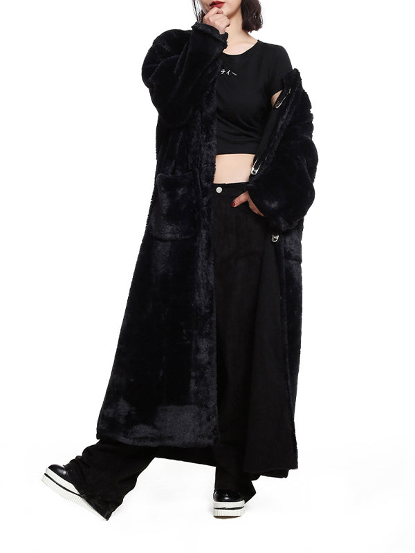 Black Solid Thick Long Coat