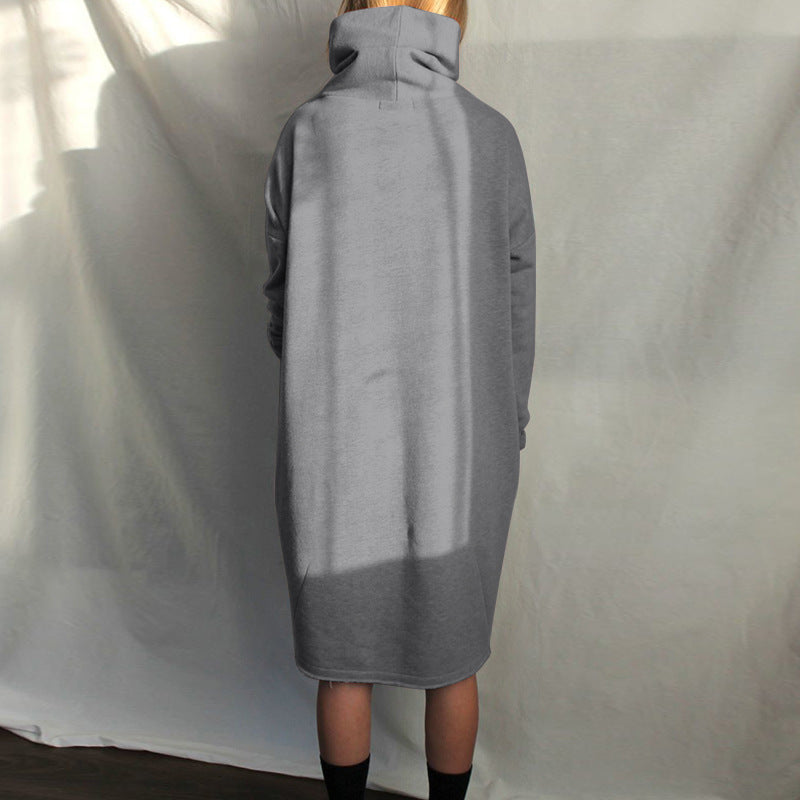 Mid-Length Solid Color Pullover Sweatshirt