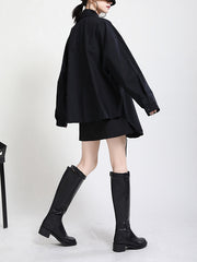 Women Loose Asymmetrical Drawstring Shirt