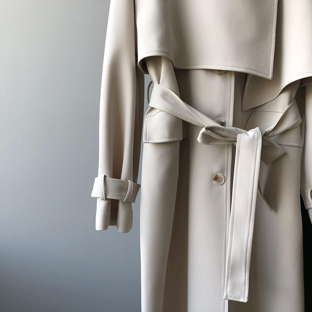Windbreaker 2-Piece Suit Temperament Loose Belted Jacket