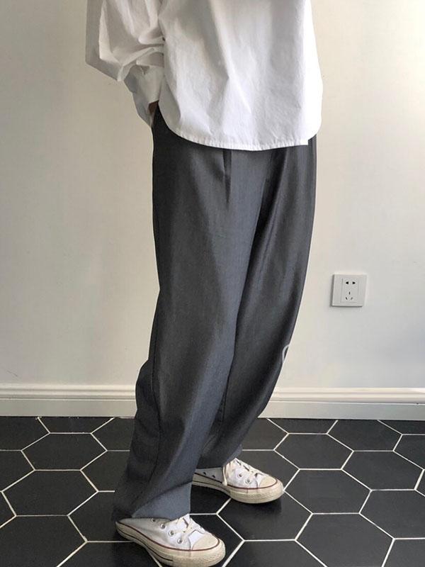 Comfortable Loose Grey Empire Suit Pants