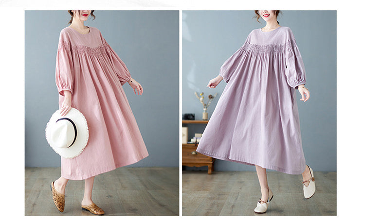 Loose Solid Color Midi Dress
