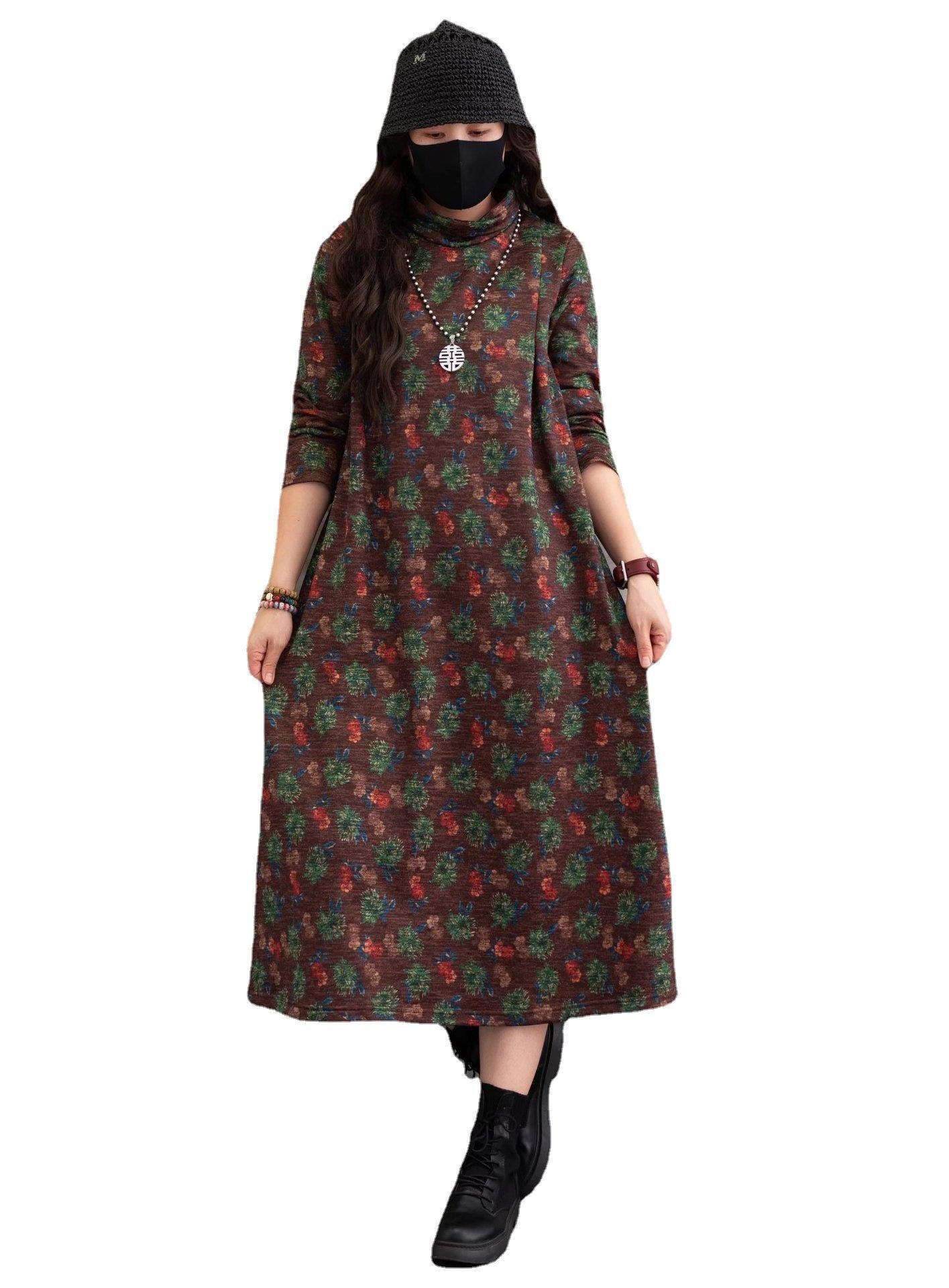 Vintage Casual  Floral Printed Midi Dress