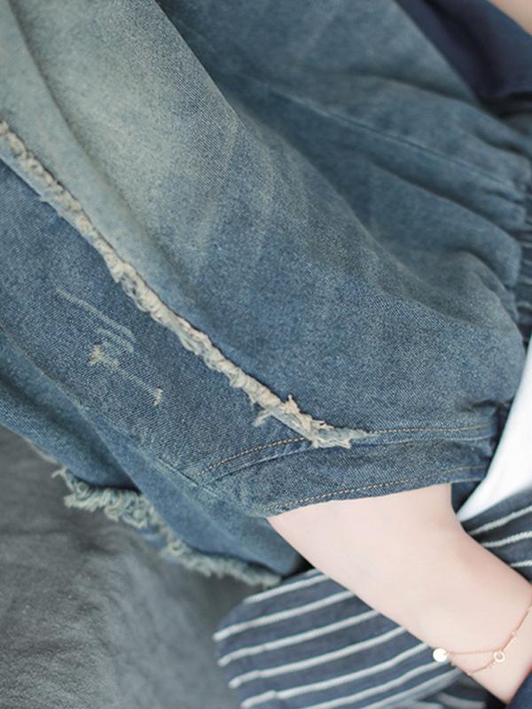 Simple Vintage Split-joint Jean Pants