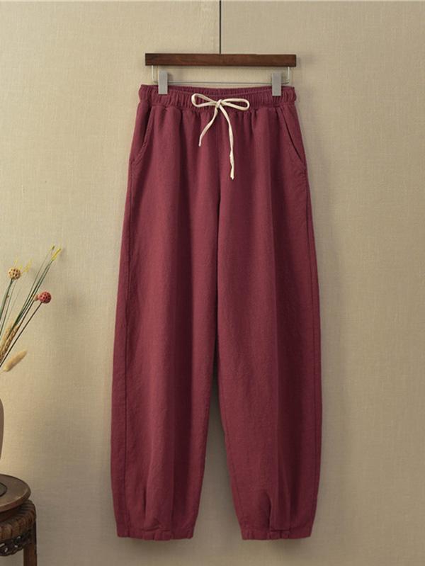 Vintage Loose Solid Color Bloomers Pants